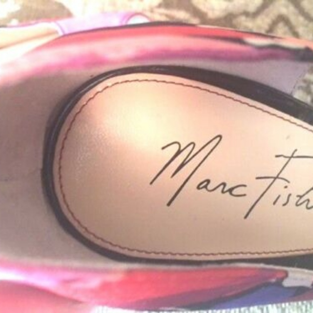 Marc Fisher Joey Multi Color Satin Peeptoe 6 - image 4